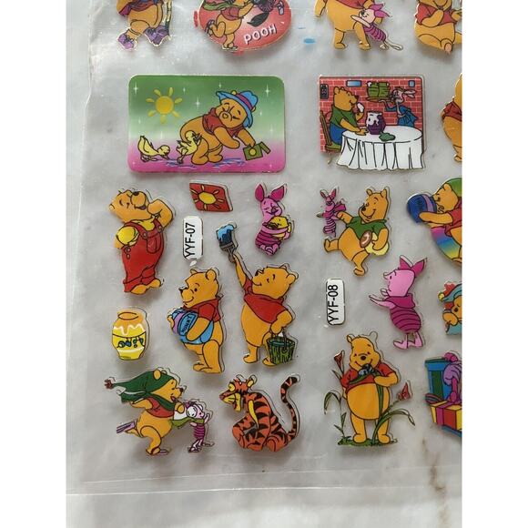 Winnie The Pooh and Friends Deadstock Y2K Sticker Sheet Sealed‎ Colorful Kawaii - Picture 3 of 3